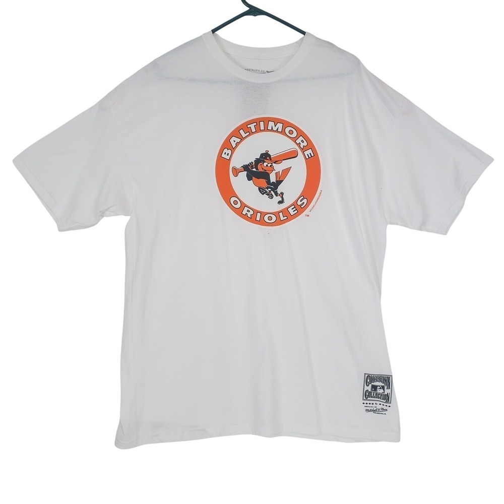 MLB Baltimore Orioles White T-Shirt‎ Mens XXL Mitchell & Ness